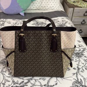 Michael Kors Brown and Tan Signature Tote Bag